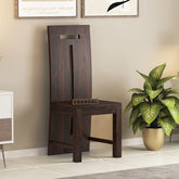 Maurice Solid Sheesham Wood High Back Chair (Walnut Finish)